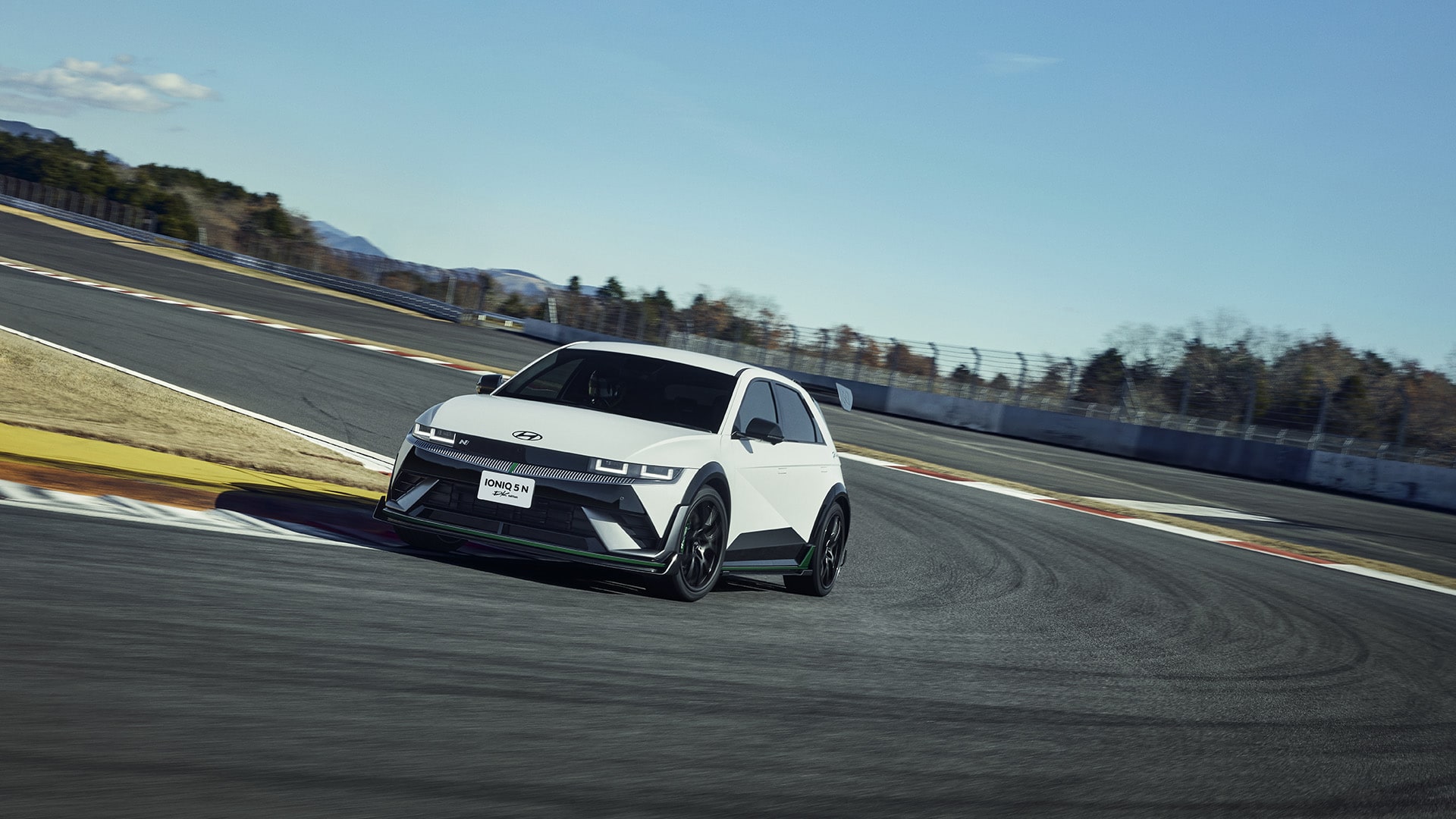IONIQ 5 N DK Edition car running on a corner of the track